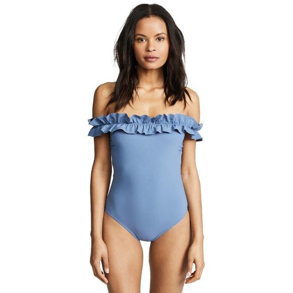 Karla Colletto Other - Karla Colletto Mondria Off Shoulder One Piece Swimsuit in Denim Blue - Size 6